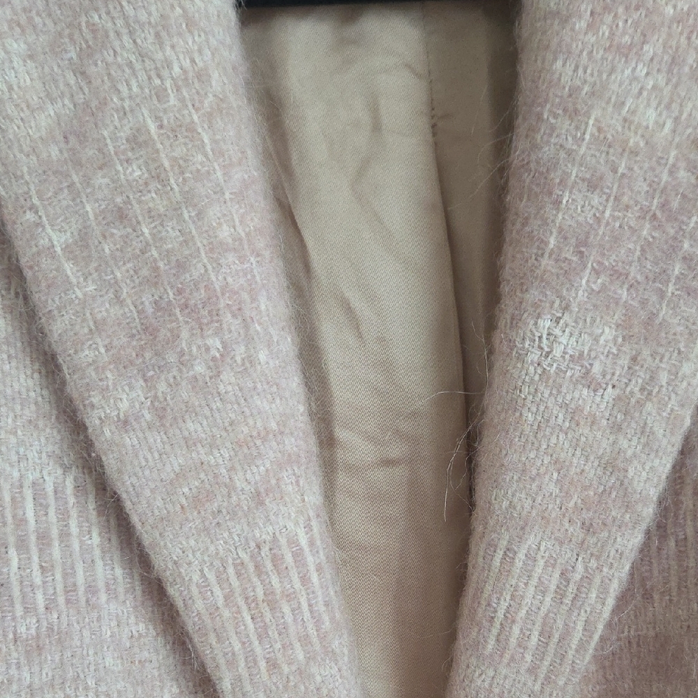 SÉZANE Pink Wool Blend Shawl Collar Coat Soft Rose Melange Size 38 M - Picture 9 of 15
